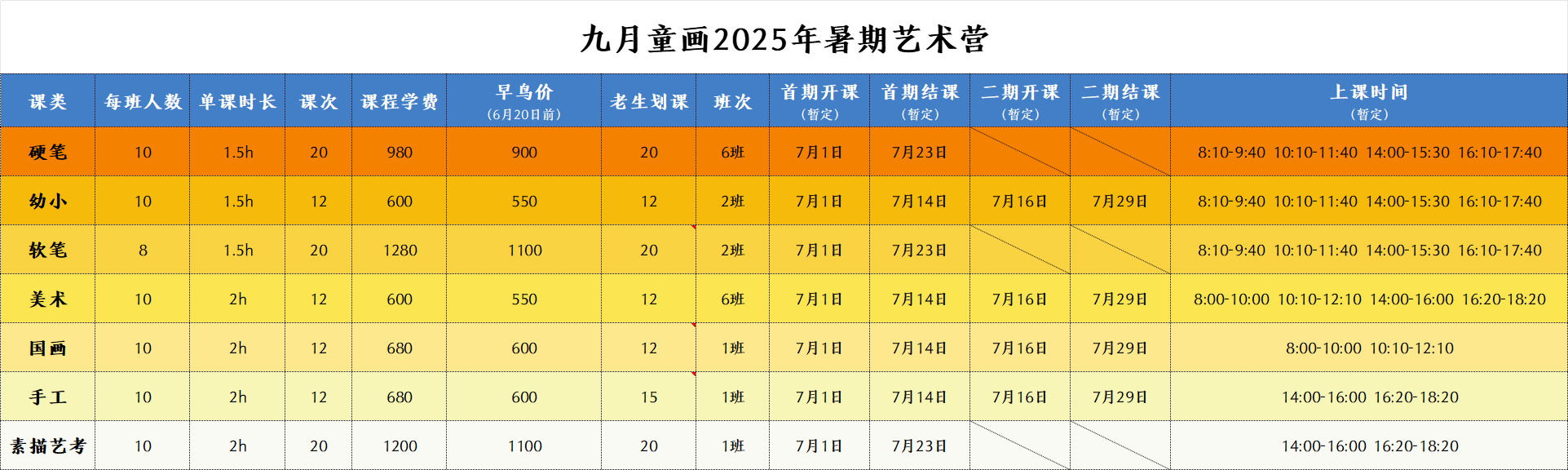 2025年暑假艺术营/秋季收心班/秋季开学活动招生简章