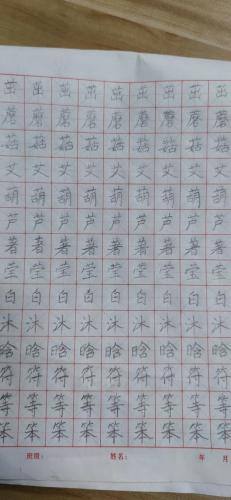 九月童画硬笔书法学生作业