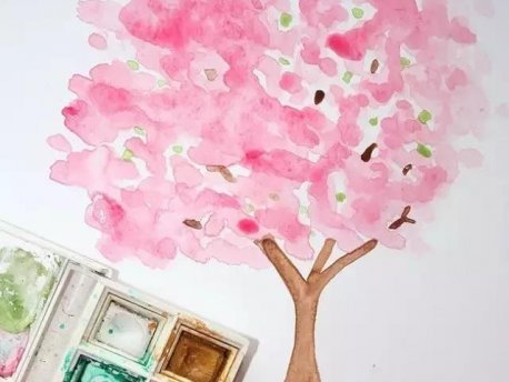 家长课堂|水彩实用教程之如何画樱花树